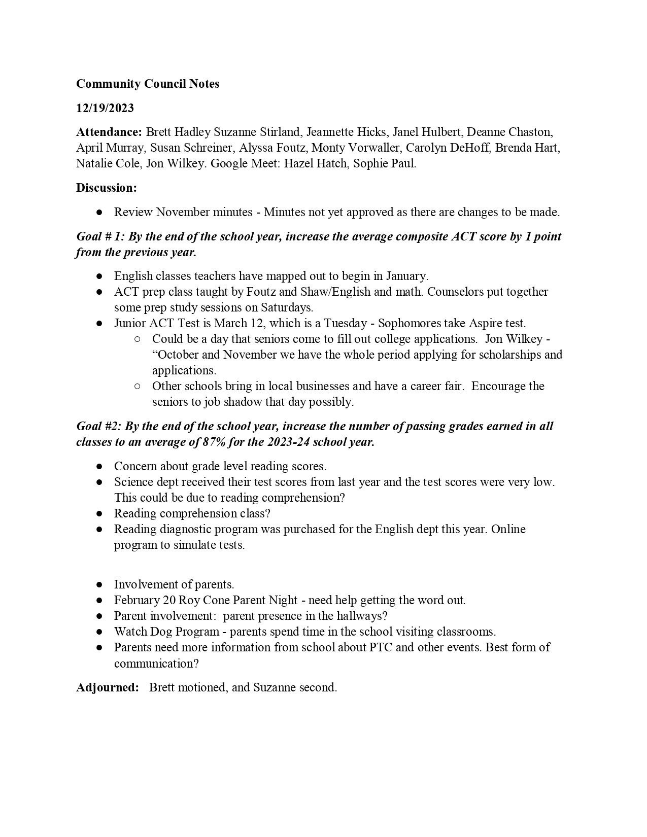 12.19.23 Community Council Notes page 0001